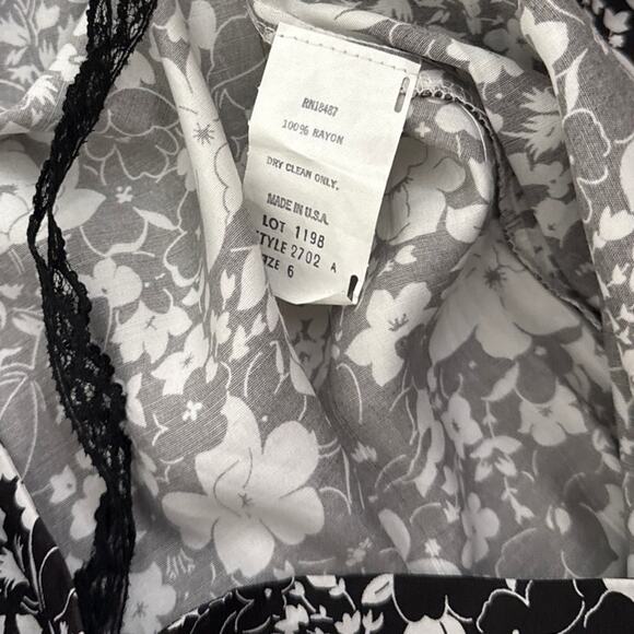 DVF Diane Von Furstenberg Floral Black White Sleeveless Midi Dress Size 6 - Picture 3 of 3